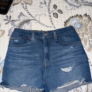 Levi's Blue Distressed Jean Shorts